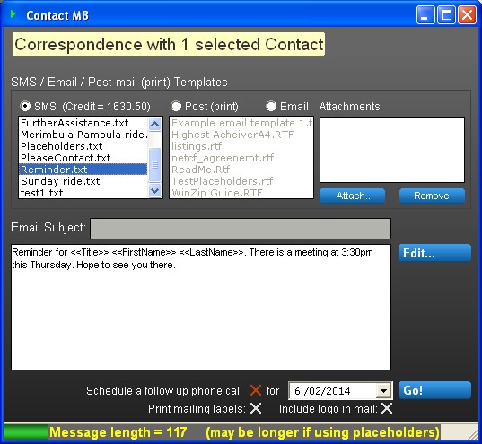ContactM8 Contact Screen