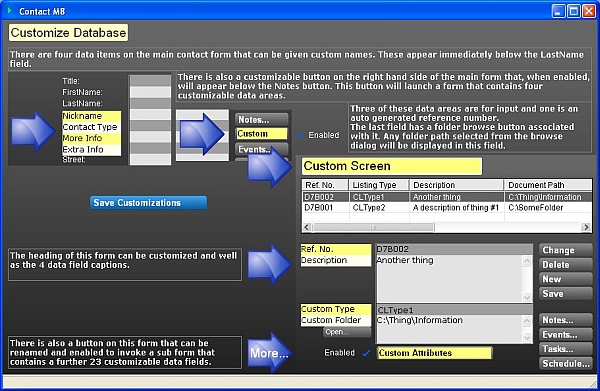 ContactM8 Customize Screen