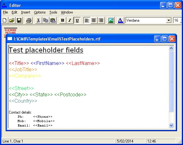 ContactM8 Editor Screen