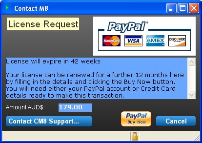 ContactM8 License Request Screen