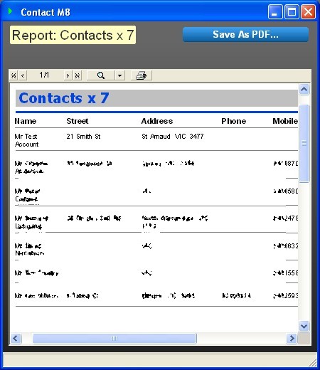 ContactM8 Report Screen