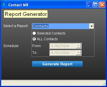 ContactM8 Reports Screen