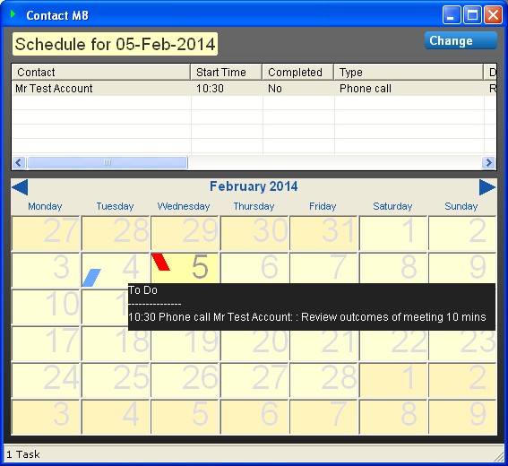ContactM8 Schedule Screen