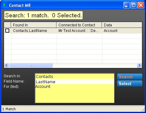 ContactM8 Search Screen