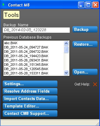 ContactM8 Tools Screen